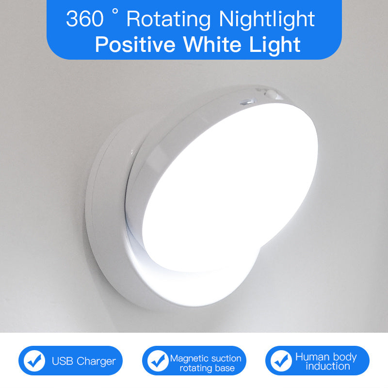Rotatable human body motion sensor light, hallway light, garage light, wardrobe light, night light.