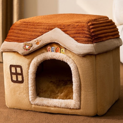 Maison pour chien pliable, lit pour chat, villa d'hiver pour chien, chenil de sommeil, nid amovible, cave chaude et fermée, canapé pour animaux de compagnie.