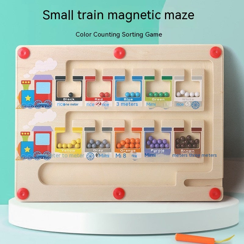 Puzzle en bois numérique de labyrinthe coloré magnétique