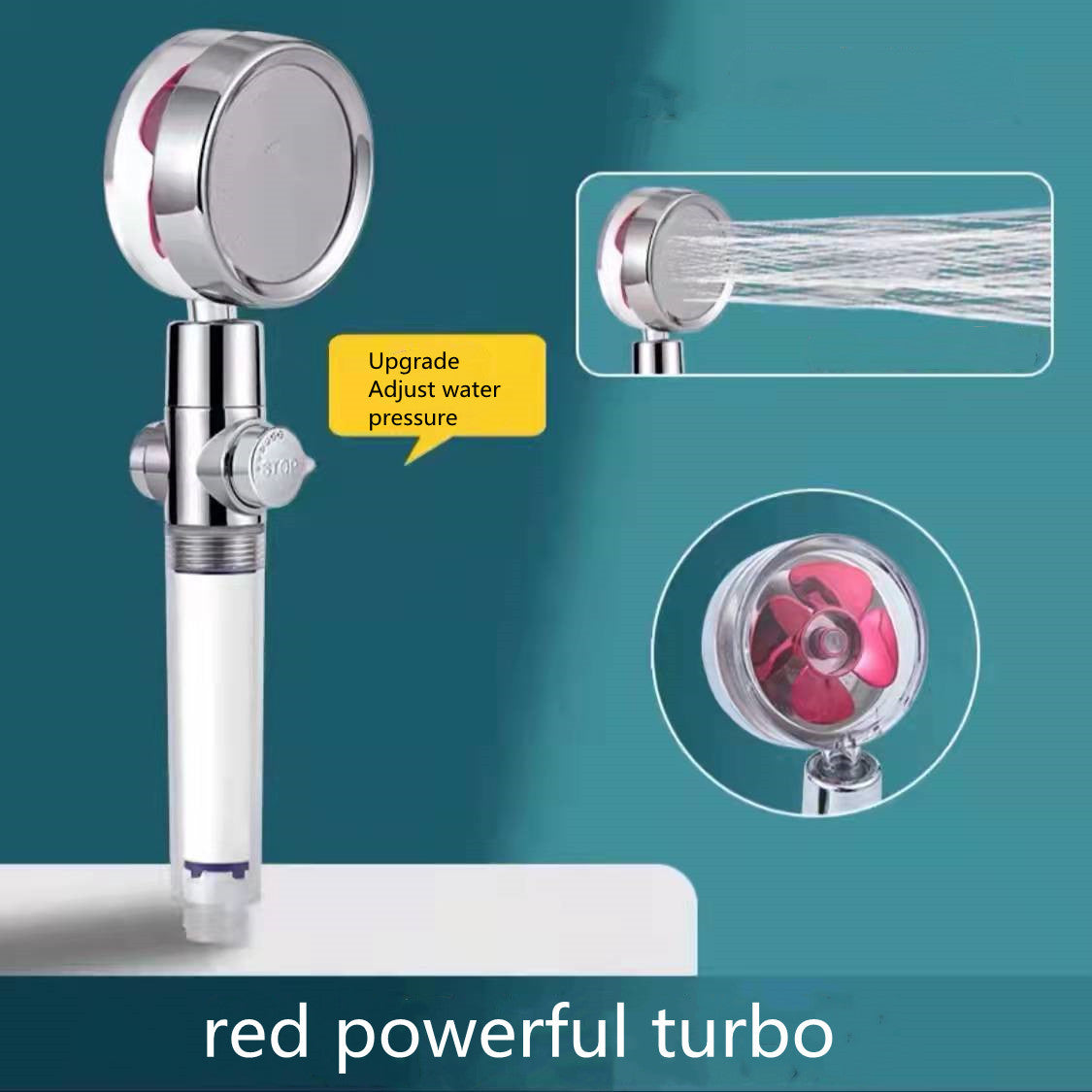 Pommeau de douche à économie d'eau, rotation à 360 degrés avec petit ventilateur, buse de pulvérisation haute pression ABS, accessoires de salle de bain.