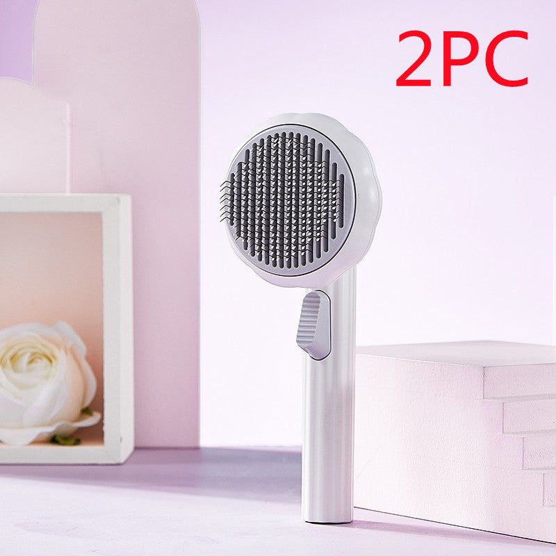 Nouvelle brosse pour chat à poils, vente chaude, peigne en acier inoxydable à main, auto-nettoyant, boucleur pour l'élimination des poils.