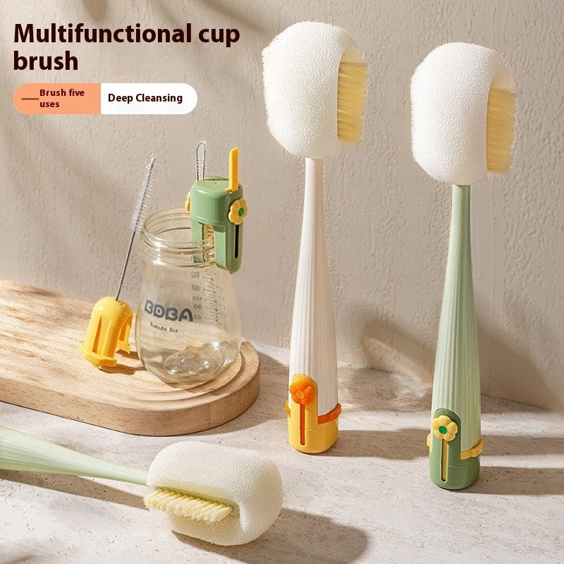 Appareil de lavage de tasse multifonction cinq en un, brosse de tasse multifonctionnelle pour la maison, brosse de tasse isolante pour tasse d'eau, bouteille de lait, gadgets de cuisine
