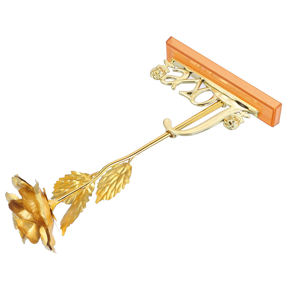 Fleur artificielle en feuille d'or 24 carats, rose, cadeau romantique pour la Saint-Valentin, pour la décoration de la table de la maison (doré)