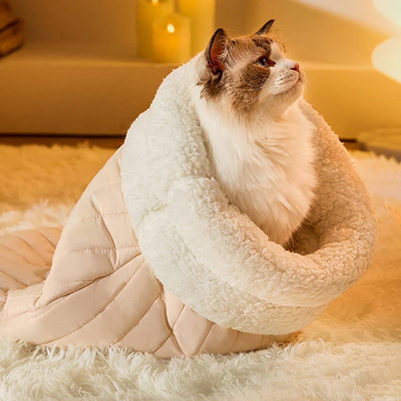 Sac de couchage chaud avec poche fermée pour chat
