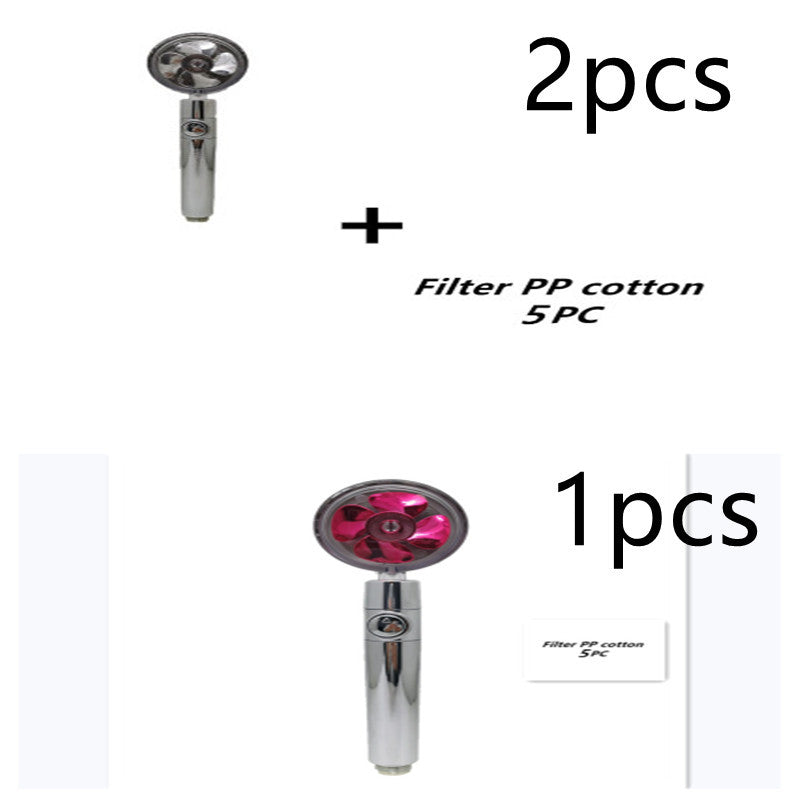 Pommeau de douche à hélice avec bouton d'arrêt et filtre en coton Buse de douche à main haute pression turbocompressée