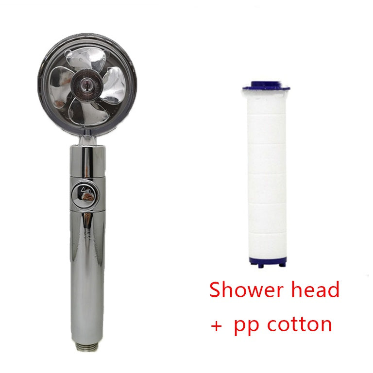 Pommeau de douche à économie d'eau, rotation à 360 degrés avec petit ventilateur, buse de pulvérisation haute pression ABS, accessoires de salle de bain.