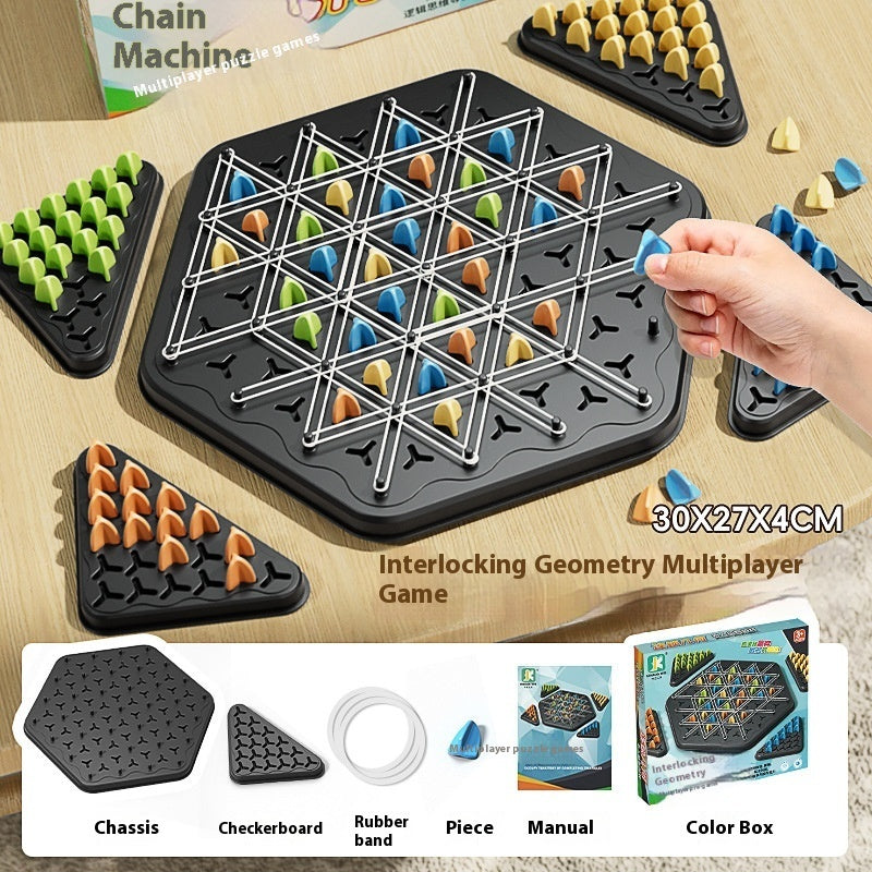 Jeu de puzzle d'échecs en chaîne sur bureau pour la famille et l'interaction parent-enfant.