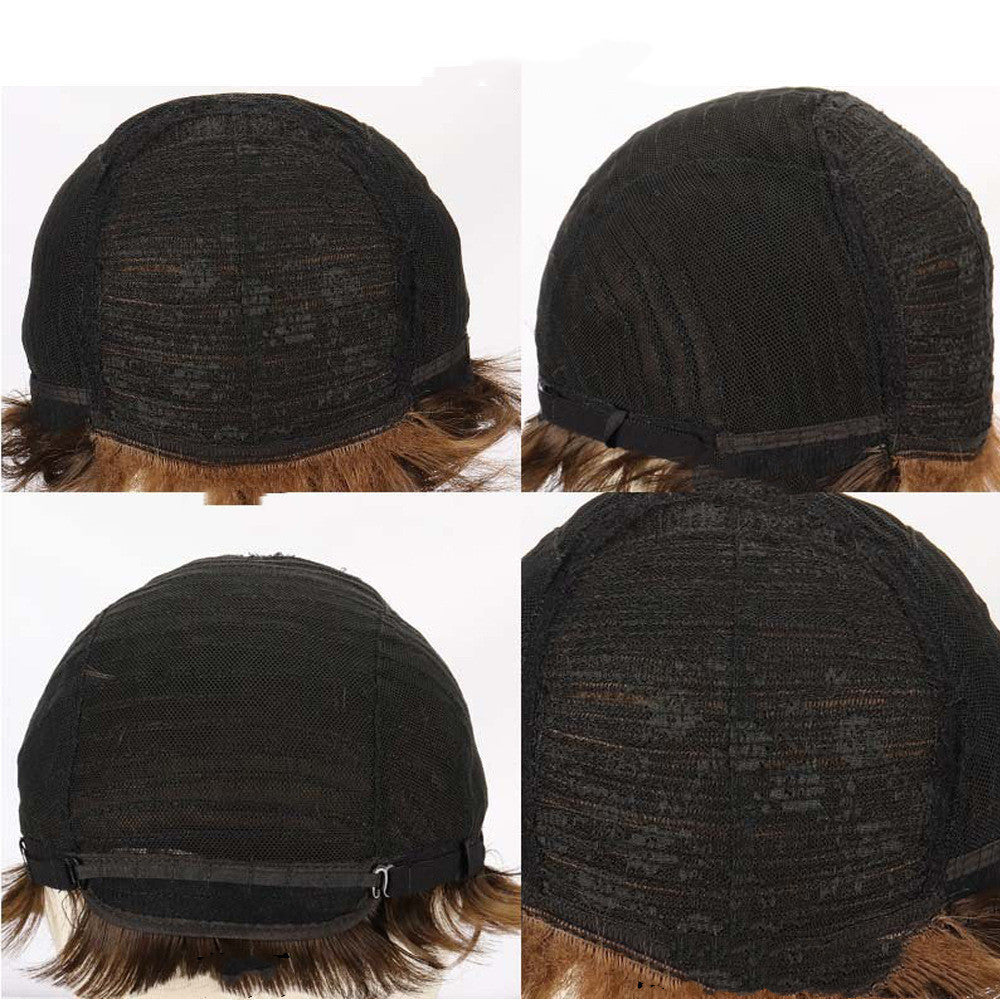 Perruque courte pour homme avec frange partielle dorée et brune