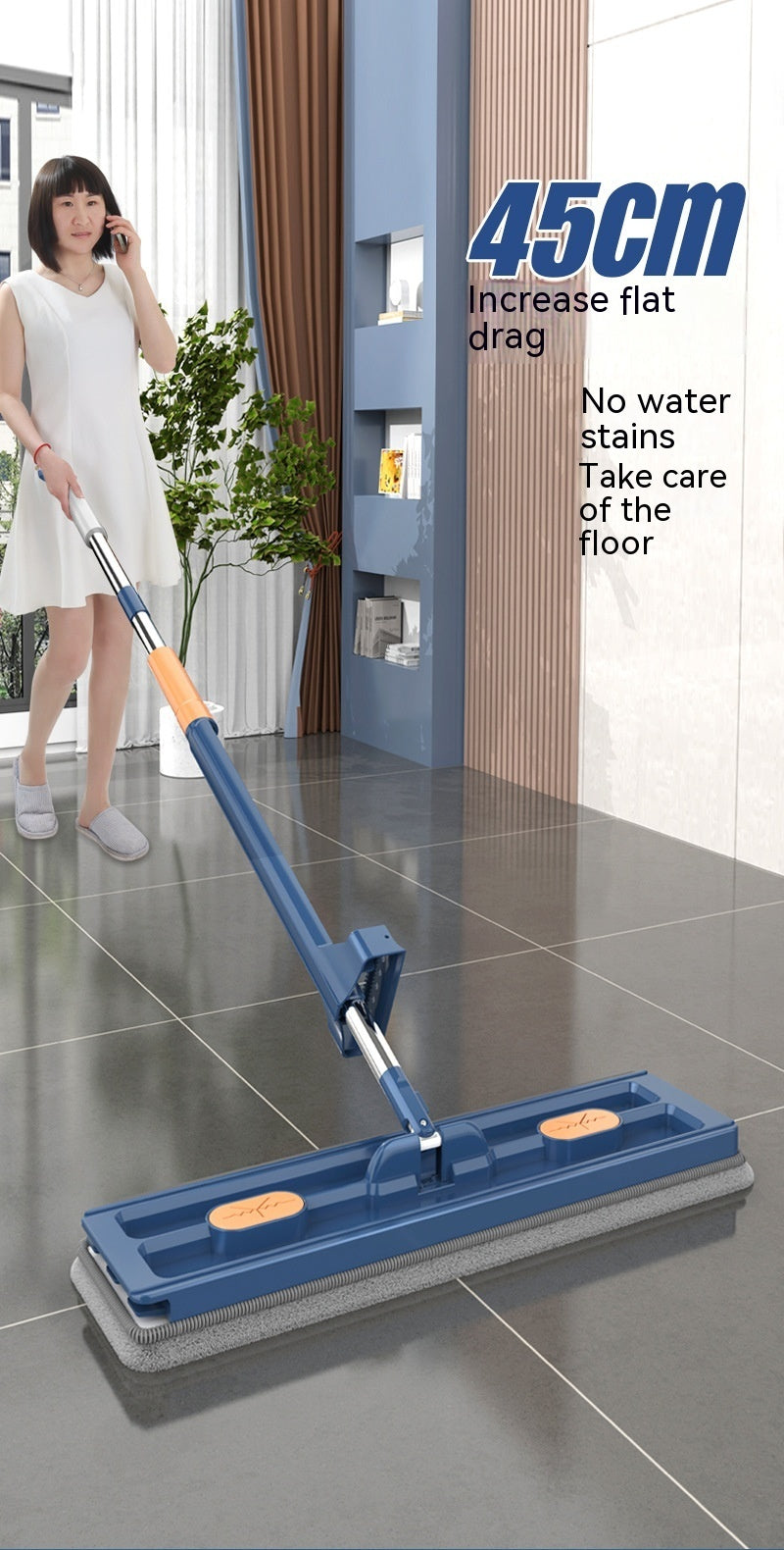 Nouveau style Grande Vadrouille Plate 360 Vadrouille Rotative Convient Différents Types Revêtement de sol Forte absorption d’eau Pour le nettoyage des sols à la maison