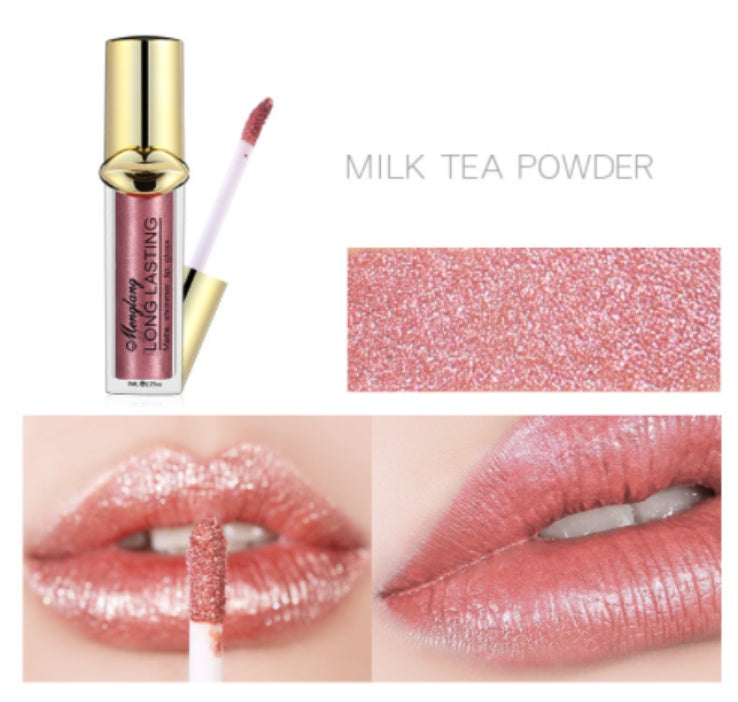 Rouge à lèvres liquide hydratant couleur bonbon, imperméable et pailleté, maquillage longue tenue