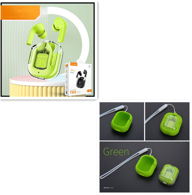 Nouveau mini casque sans fil transparent Bluetooth avec affichage numérique, réduction de bruit ENC, véritable sans fil, musique sportive.