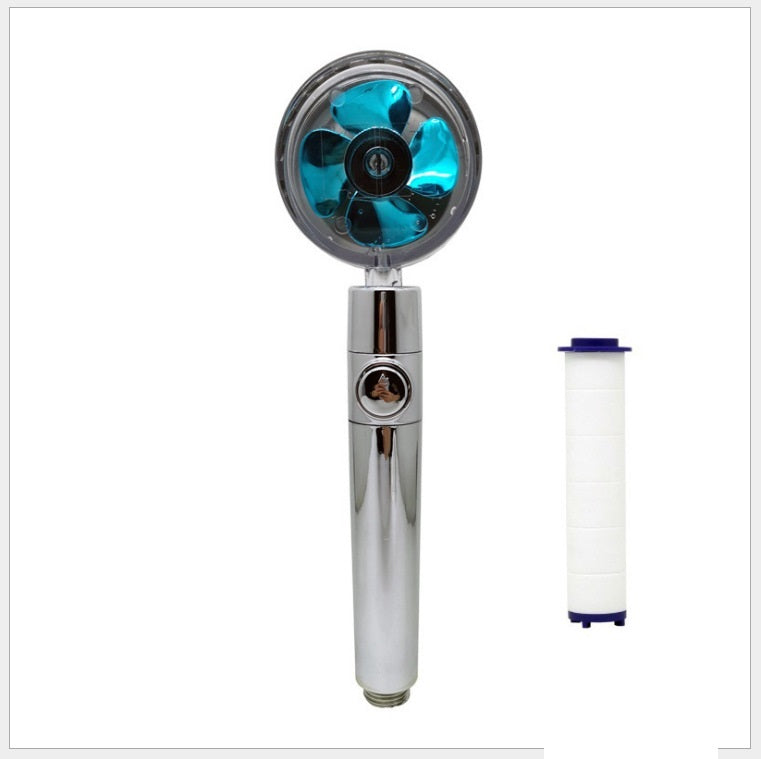Pommeau de douche à hélice avec bouton d'arrêt et filtre en coton Buse de douche à main haute pression turbocompressée