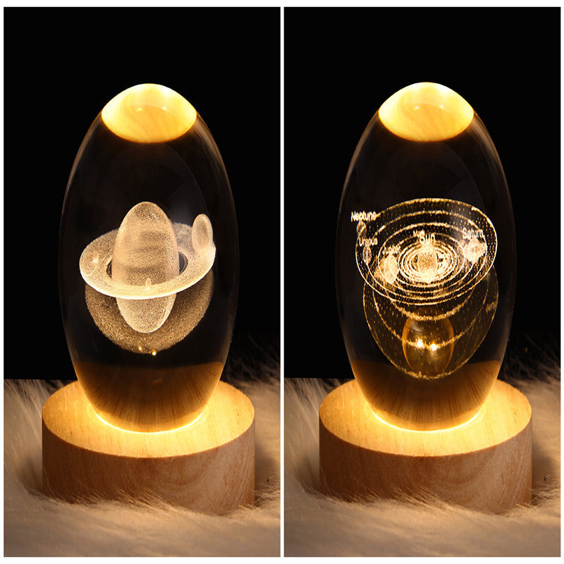 Lampe de table en cristal galaxie LED, lampe 3D de planète et de lune, décoration de chambre pour enfants, fête d'anniversaire pour enfants.
