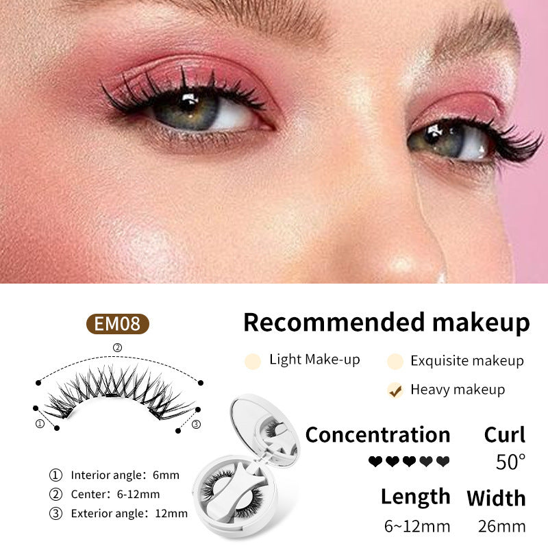 Boîte de rangement intégrée pour faux cils magnétiques sans colle, outils de maquillage naturels avec applicateur.