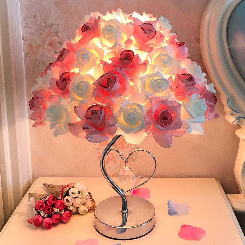 Lampe de table européenne créative et simple pour chambre à coucher, rose.