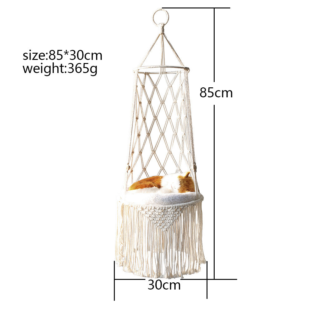 Lit suspendu en macramé pour animaux de compagnie Hamac pour chat en macramé Hamac mural pour chat Hamac en macramé pour chat-Cadeaux pour animaux de compagnie Balancelle en macramé pour chat
