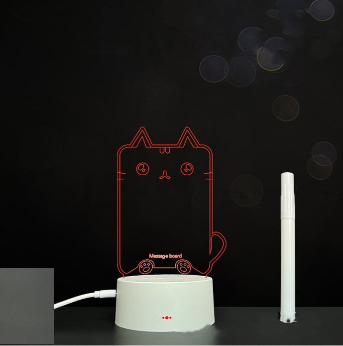 Tableau de message en acrylique 3D avec écriture à la main et lumière LED
