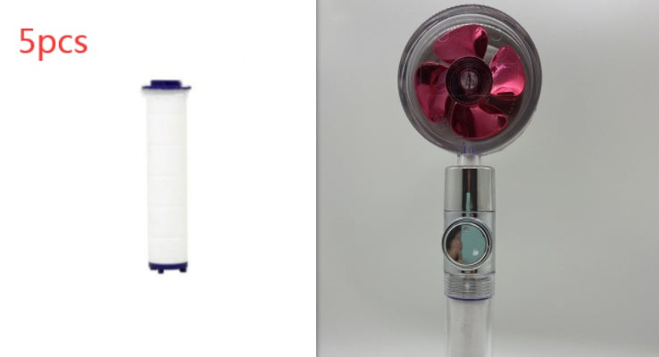 Pommeau de douche à économie d'eau, rotation à 360 degrés avec petit ventilateur, buse de pulvérisation haute pression ABS, accessoires de salle de bain.