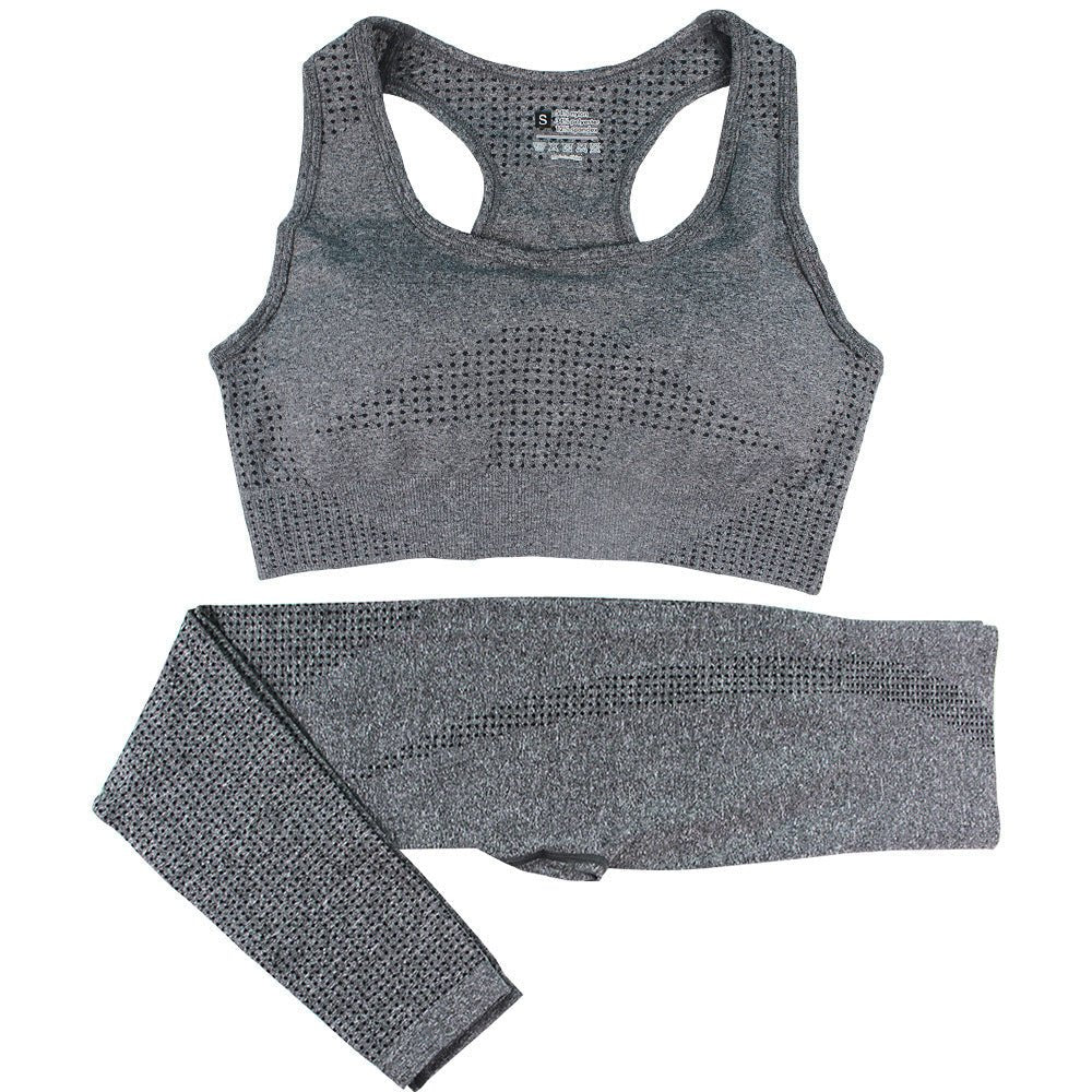 Ensemble de yoga 2 pièces sans couture pour femmes, survêtement, leggings taille haute, vêtements de sport, haut court de fitness, combinaisons de sport, ensemble de gymnastique - KaoKao