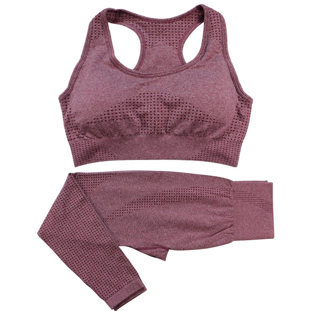 Ensemble de yoga 2 pièces sans couture pour femmes, survêtement, leggings taille haute, vêtements de sport, haut court de fitness, combinaisons de sport, ensemble de gymnastique - KaoKao