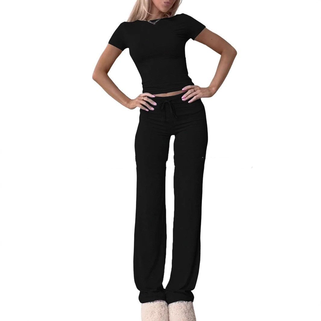 Ensemble décontracté avec haut à manches courtes et pantalon pour la maison - KaoKao