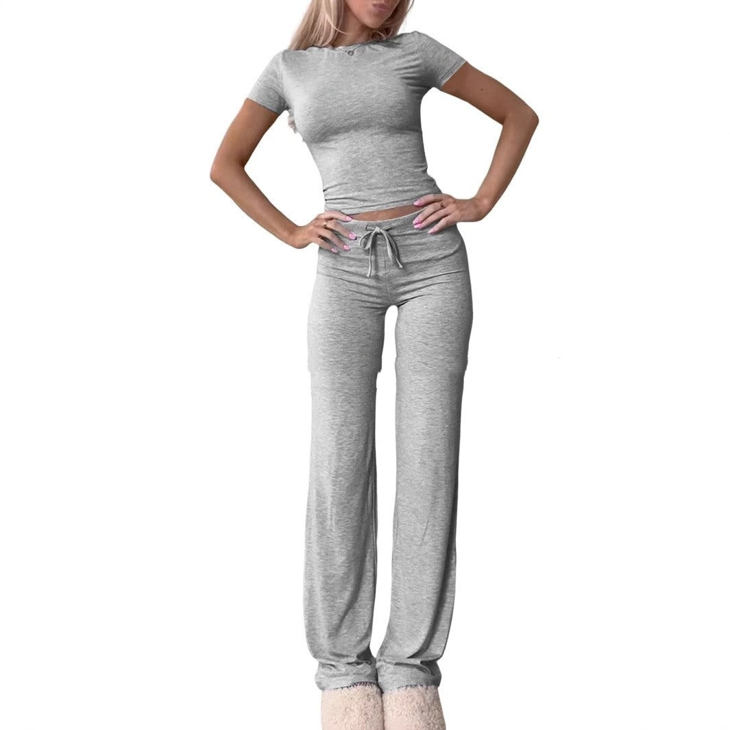 Ensemble décontracté avec haut à manches courtes et pantalon pour la maison - KaoKao