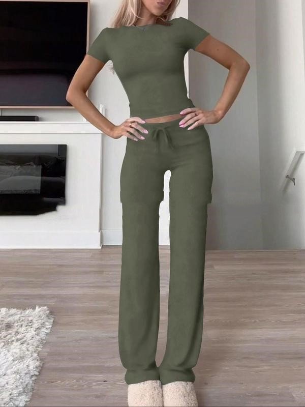 Ensemble décontracté avec haut à manches courtes et pantalon pour la maison - KaoKao