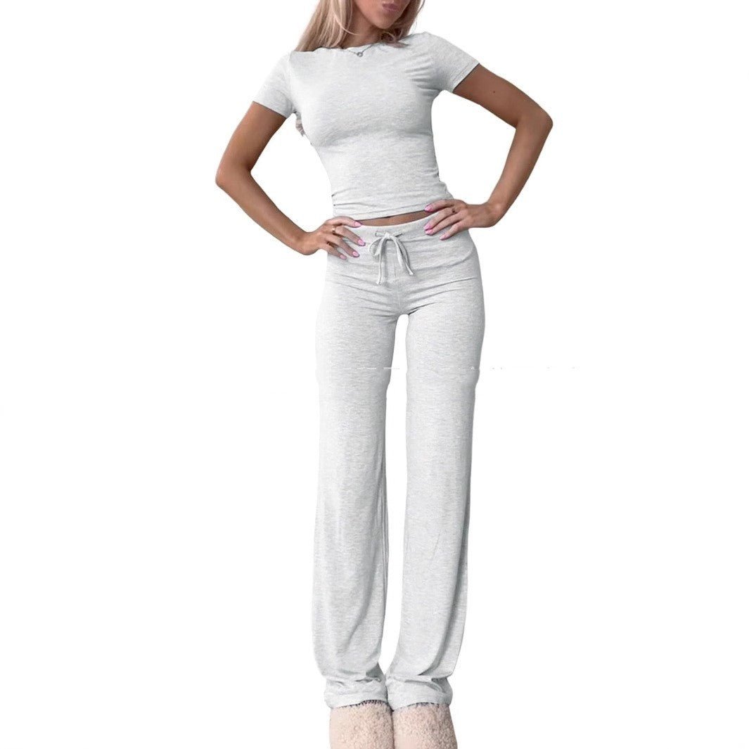 Ensemble décontracté avec haut à manches courtes et pantalon pour la maison - KaoKao
