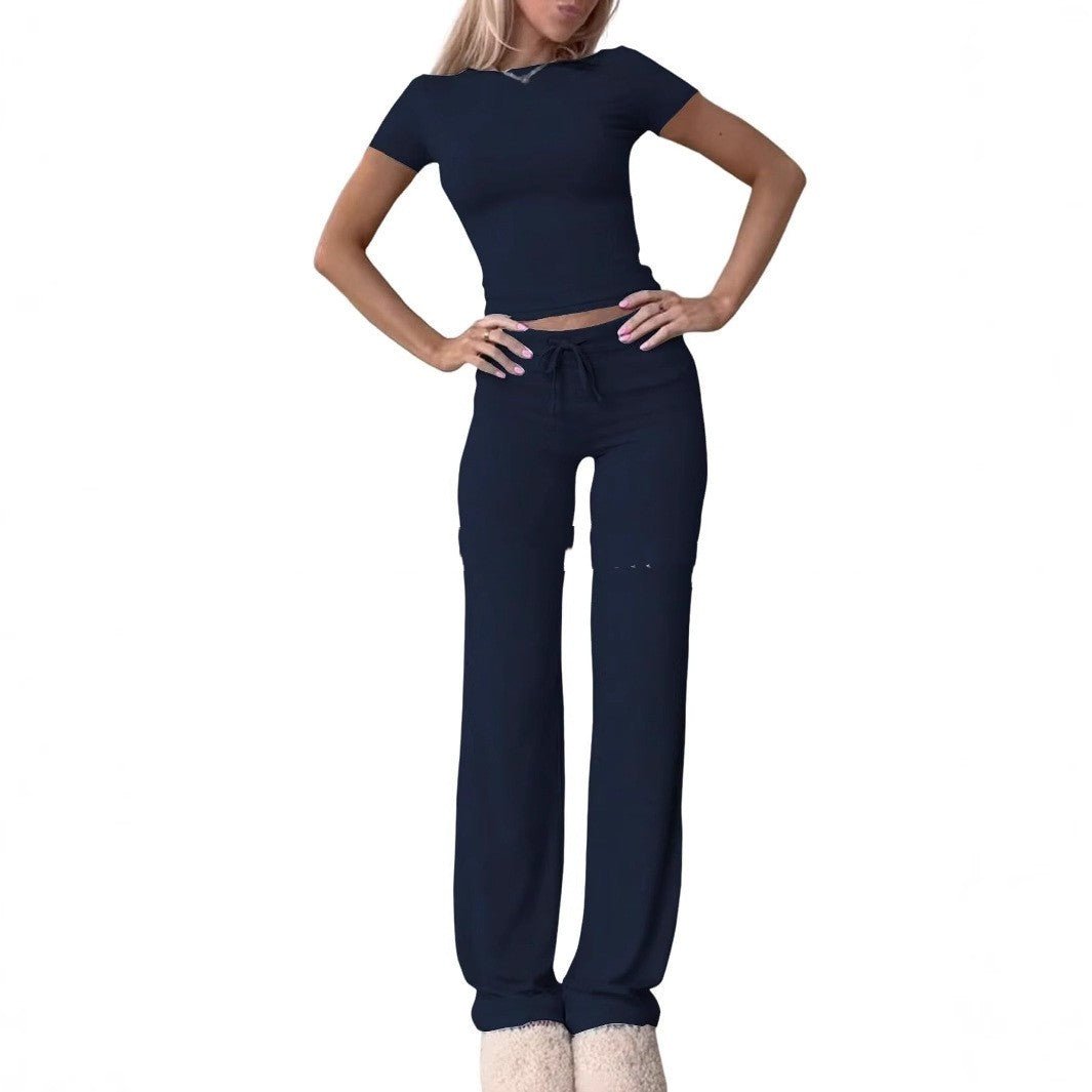 Ensemble décontracté avec haut à manches courtes et pantalon pour la maison - KaoKao