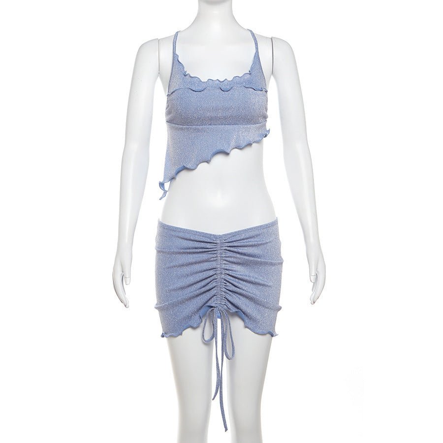 Ensemble jupe dos nu et gilet taille basse pour femme - KaoKao
