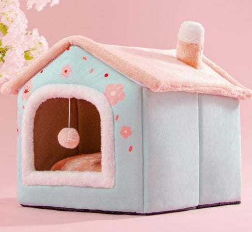 Maison pour chien pliable, lit pour chat, villa d'hiver pour chien, chenil de sommeil, nid amovible, cave chaude et fermée, canapé pour animaux de compagnie.