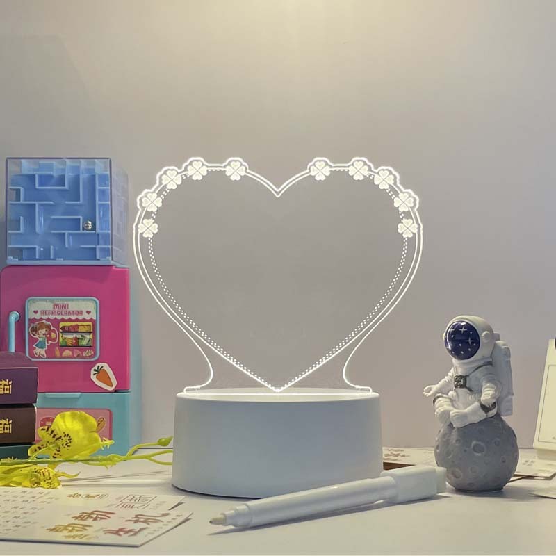 Tableau de message en acrylique 3D avec écriture à la main et lumière LED