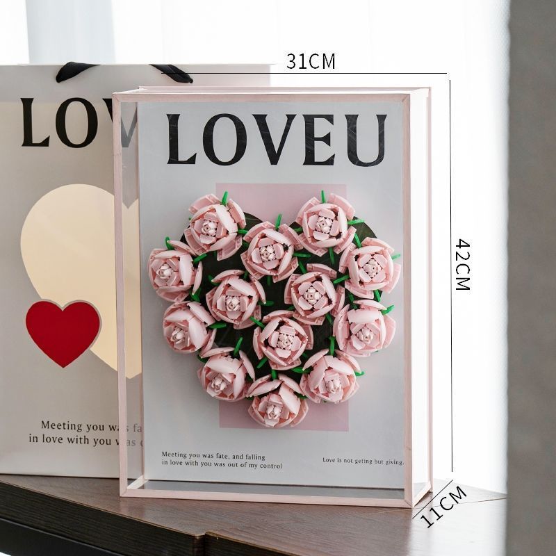 Coffret cadeau de blocs de construction de bouquet de roses à faire soi-même