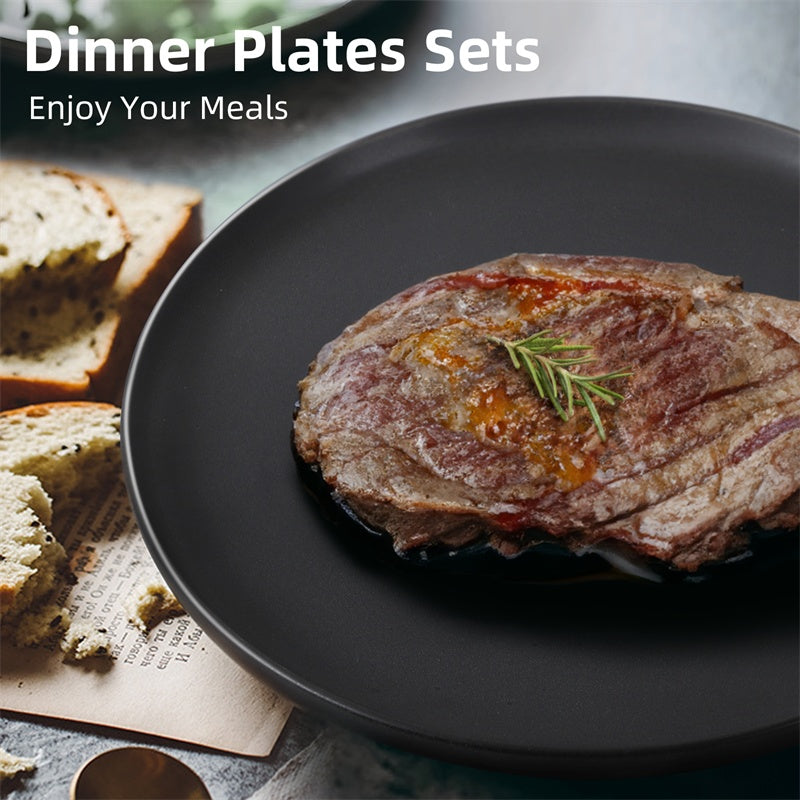 Assiette à steak Assiette de cuisine occidentale créative Assiette à légumes Ensemble de 6 pour céréales, salade, pâtes, soupe, dessert, service Lave-vaisselle, micro-ondes et four