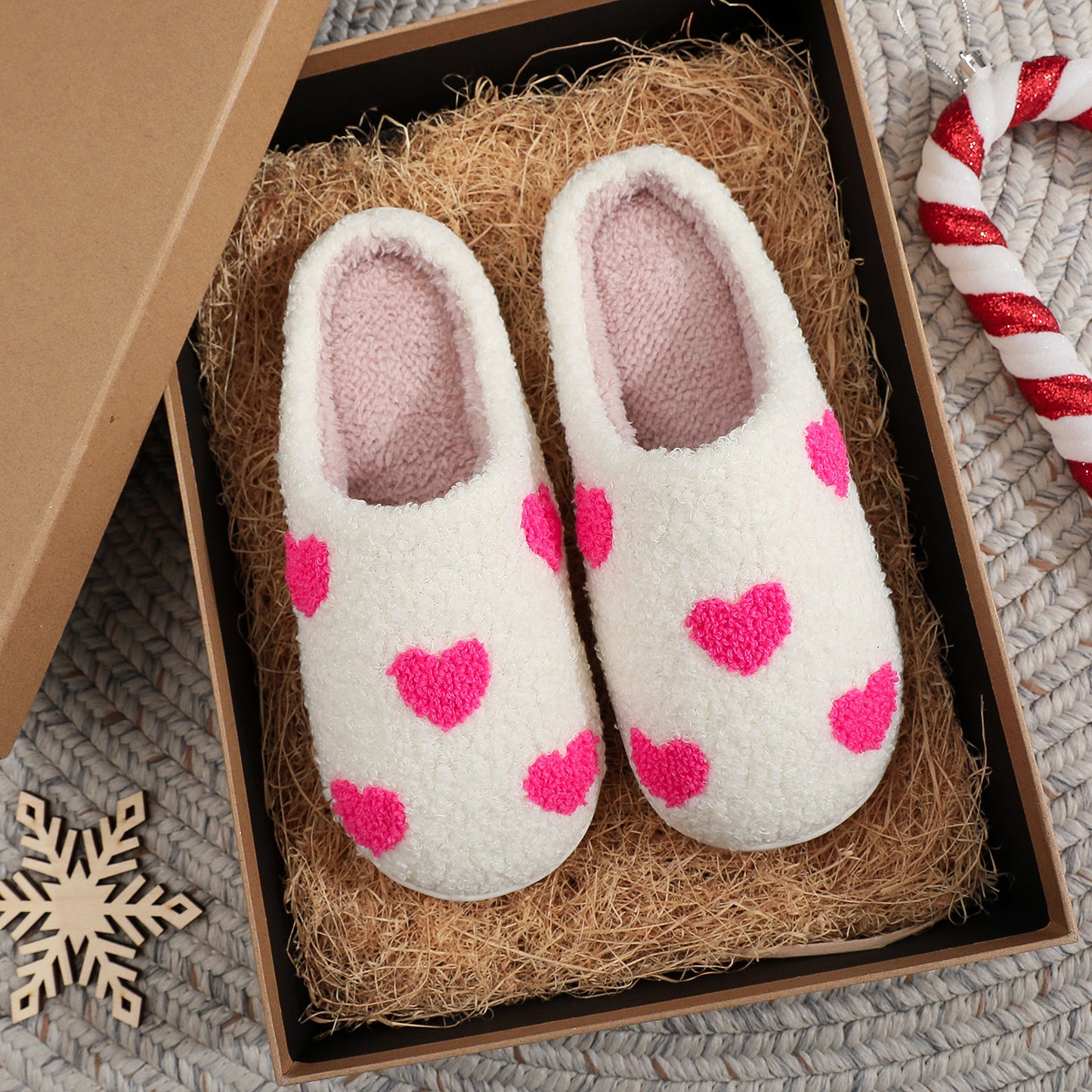 Chaussons d'intérieur chauds en coton pour la Saint-Valentin