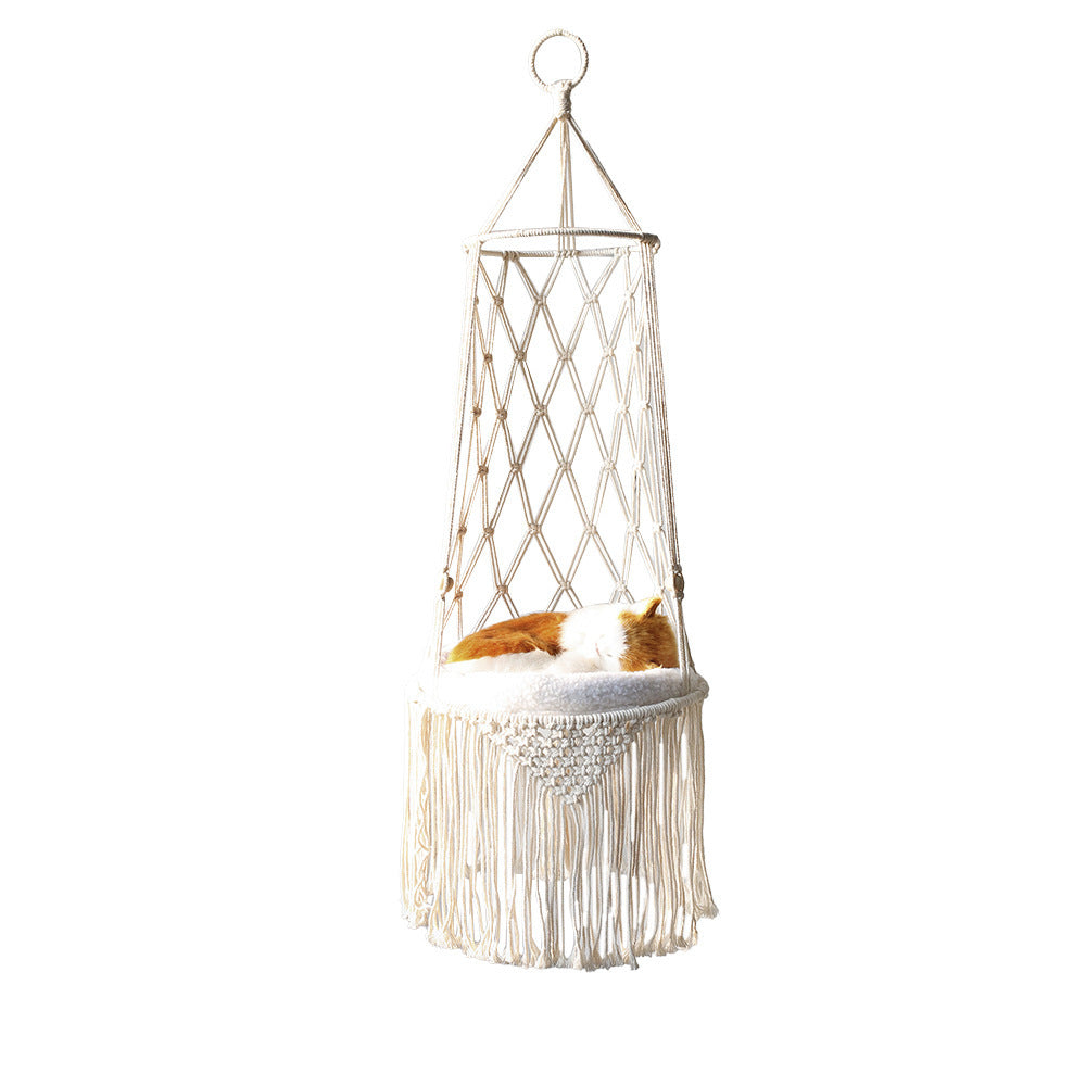 Lit suspendu en macramé pour animaux de compagnie Hamac pour chat en macramé Hamac mural pour chat Hamac en macramé pour chat-Cadeaux pour animaux de compagnie Balancelle en macramé pour chat