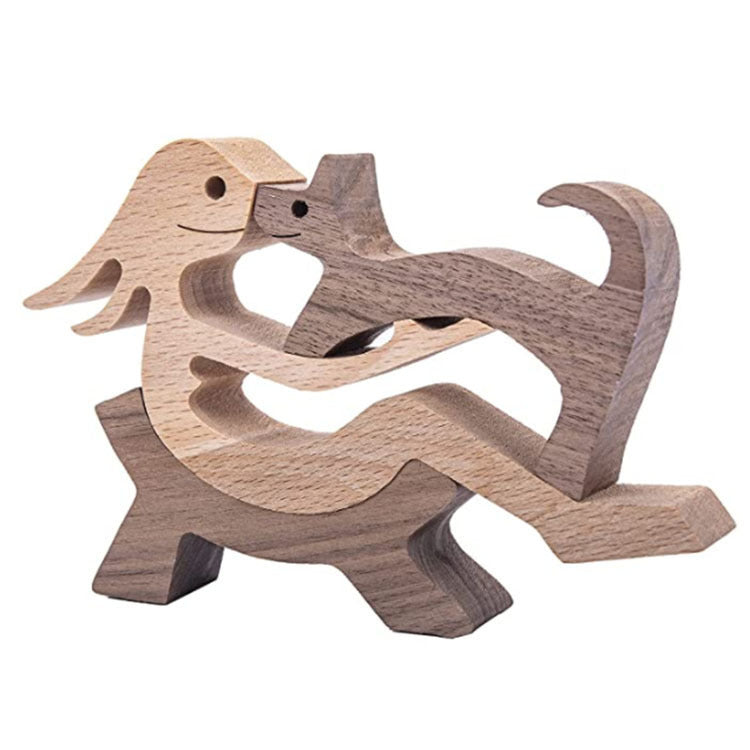 Figurine en bois à faire soi-même, sculpture décorative pour chien, décoration de la maison, un homme, un chien, sculpture en bois, cadeaux de Noël, modèle de décoration