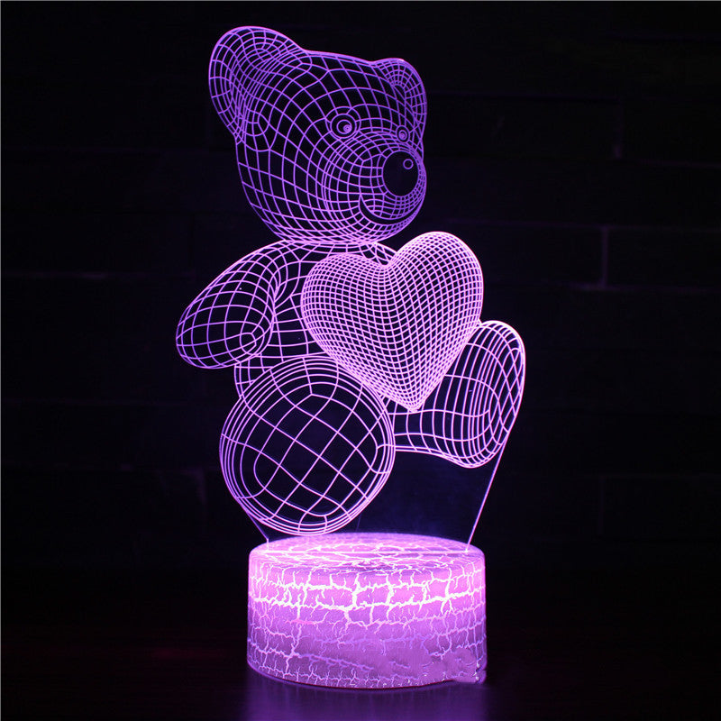 Série de lampes créatives en 3D de l'ours d'amour cartoon