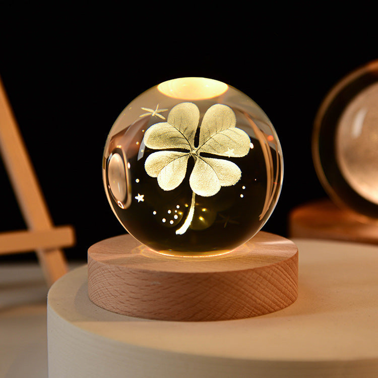 Lampe de table en cristal galaxie LED, lampe 3D de planète et de lune, décoration de chambre pour enfants, fête d'anniversaire pour enfants.
