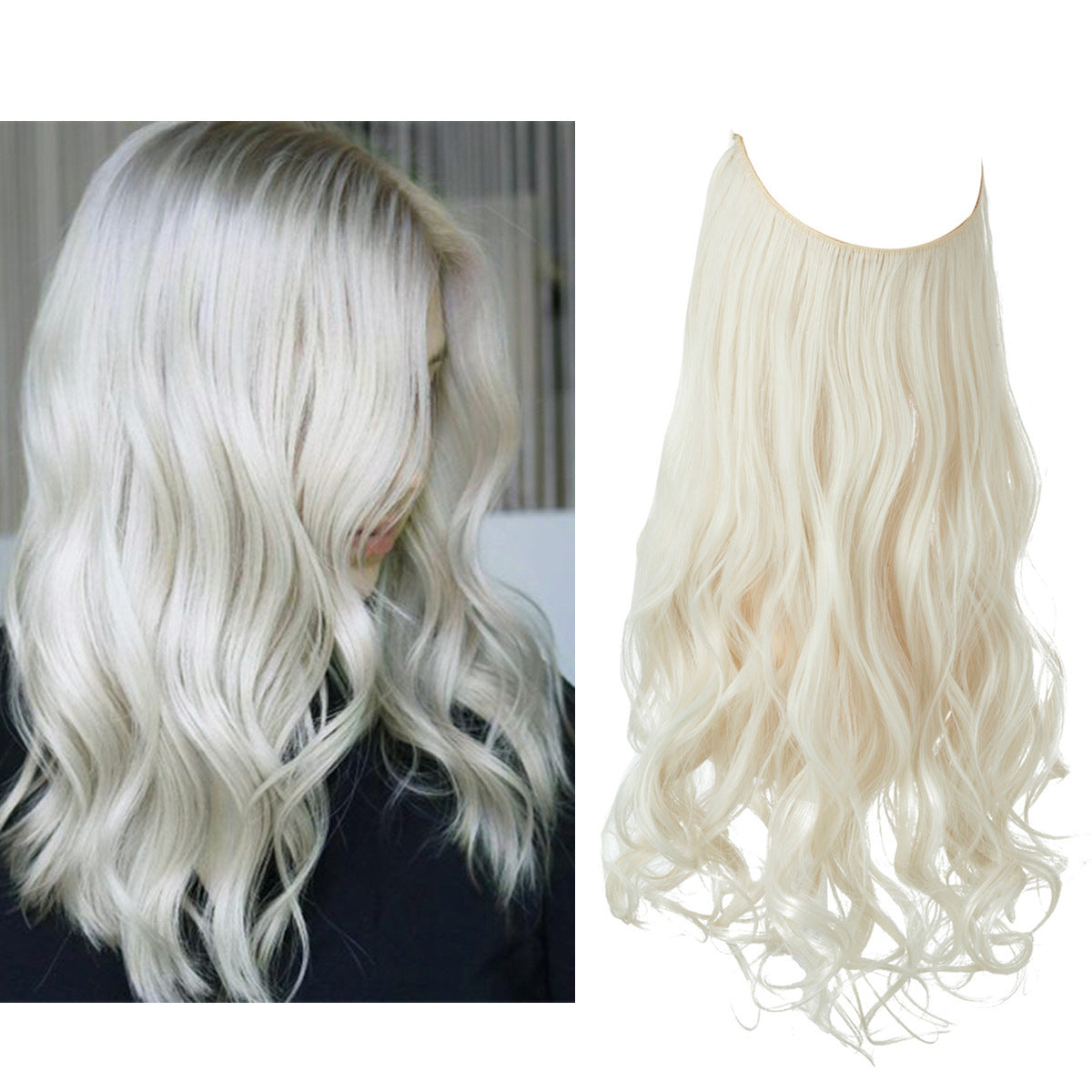Perruque Extension Femelle Fibre Chimique Cheveux Longs Bouclés Fibre Haute Température Mate Fil De Pêche Perruque Ensemble