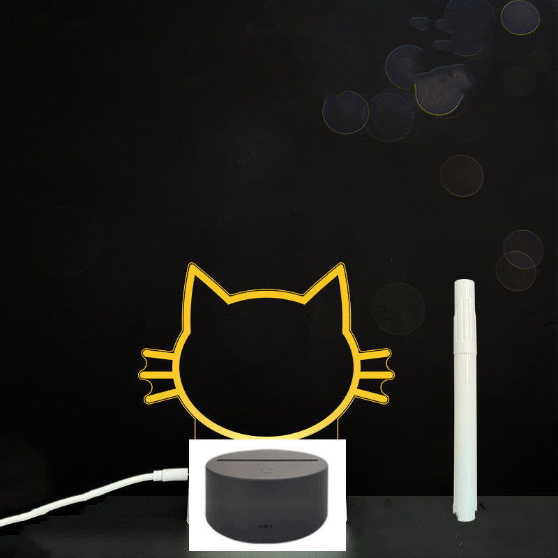 Tableau de message en acrylique 3D avec écriture à la main et lumière LED