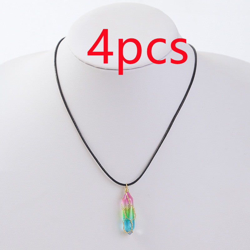 Collier géométrique transparent en cristal de diamant pour femme