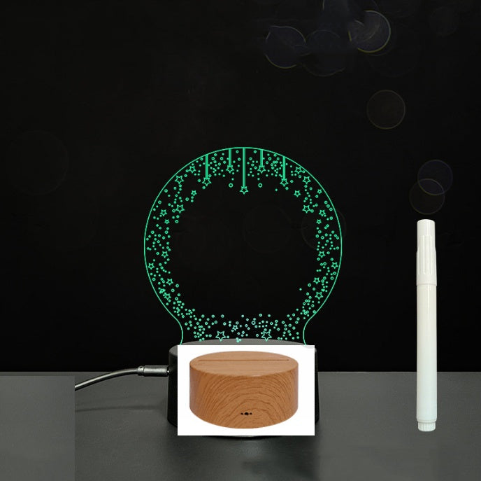 Tableau de message en acrylique 3D avec écriture à la main et lumière LED