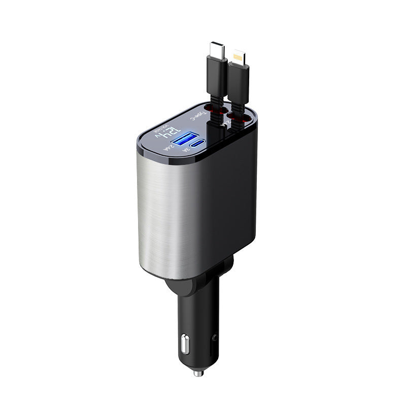 Chargeur de voiture en métal 100W Super Charge rapide Adaptateur USB et TYPE-C pour allume-cigare