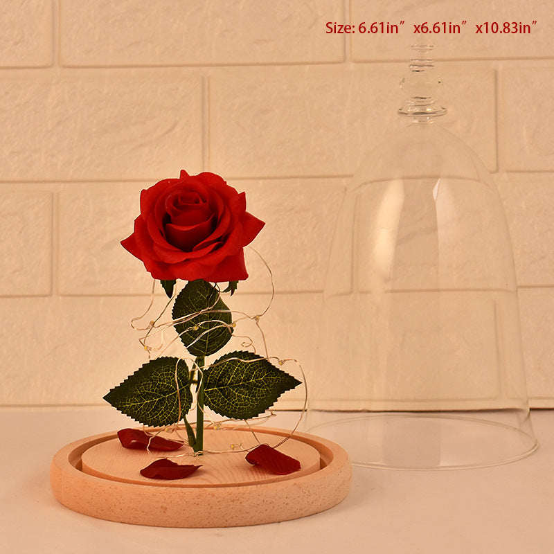 Rose en verre avec super lumière LED pour la Saint-Valentin
