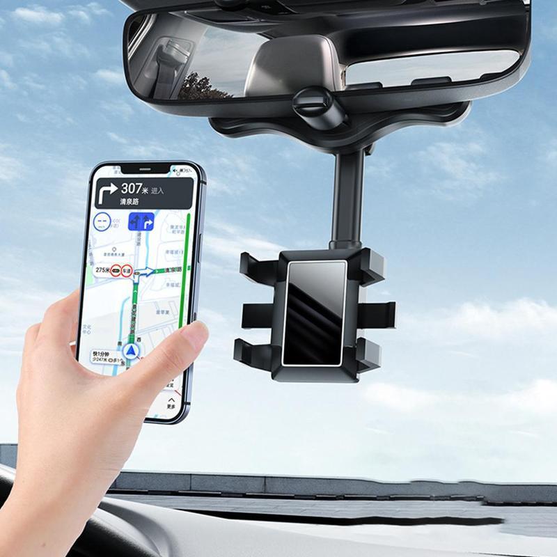 Support de téléphone pour rétroviseur pour voiture, rotatif et rétractable, support de téléphone multifonctionnel à 360 degrés, adapté à tous les téléphones mobiles et à toutes les voitures.
