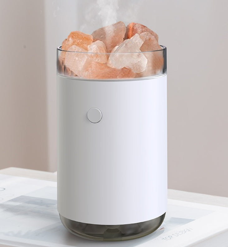 Humidificateur d'air en cristal de sel, diffuseur d'huiles essentielles ultrasonique de bureau avec lampe LED pour chambre à coucher et maison.