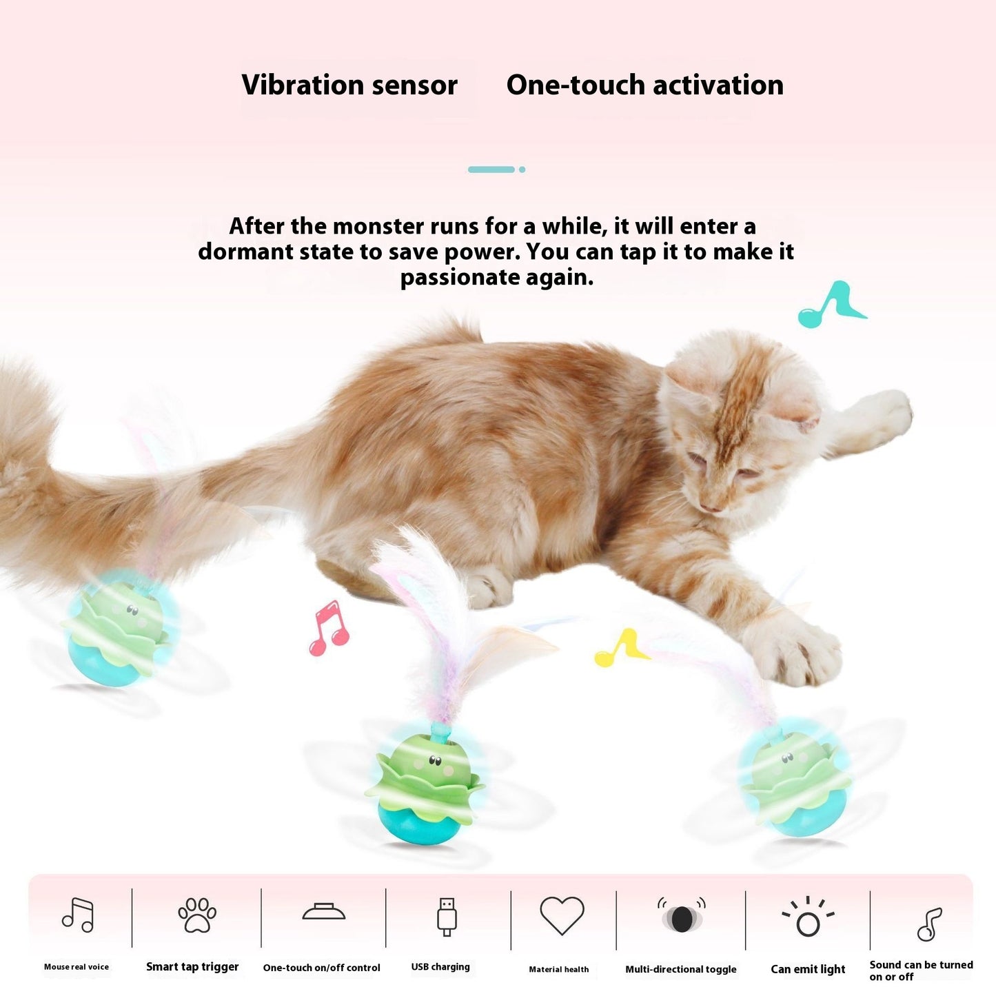Jouet pour animal de compagnie en plumes, soulageant l'anxiété, avec un chat tournant et un teaser.