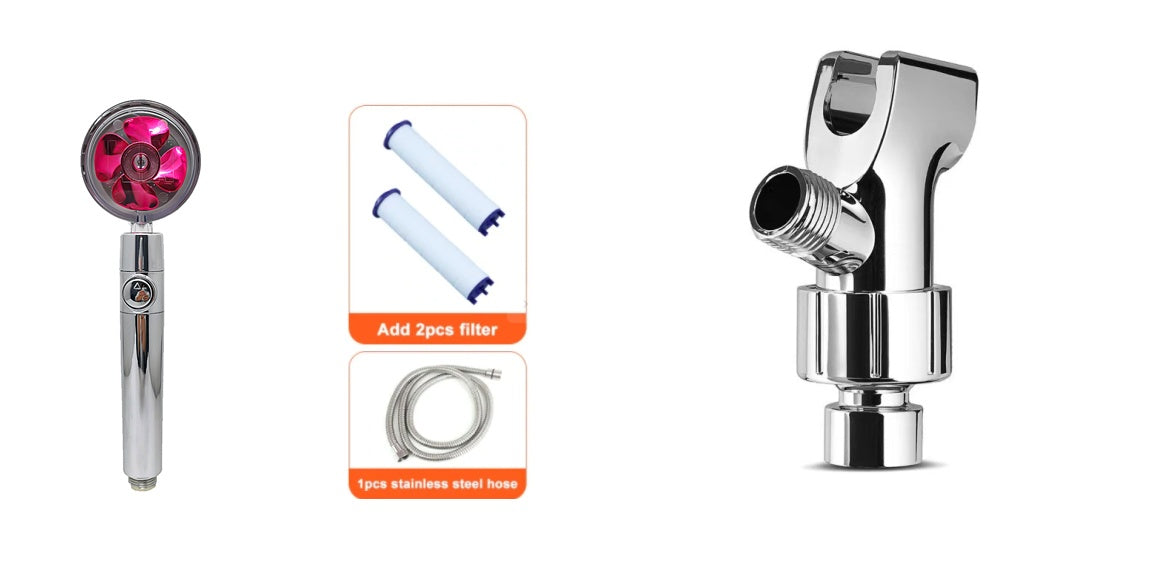 Pommeau de douche à économie d'eau, rotation à 360 degrés avec petit ventilateur, buse de pulvérisation haute pression ABS, accessoires de salle de bain.