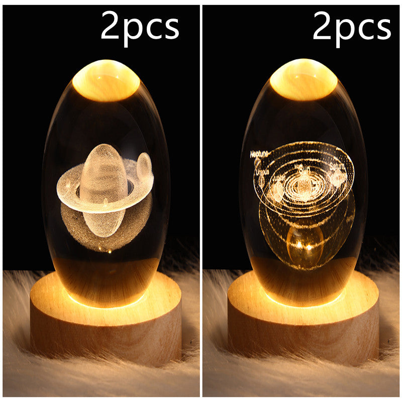 Lampe de table en cristal galaxie LED, lampe 3D de planète et de lune, décoration de chambre pour enfants, fête d'anniversaire pour enfants.